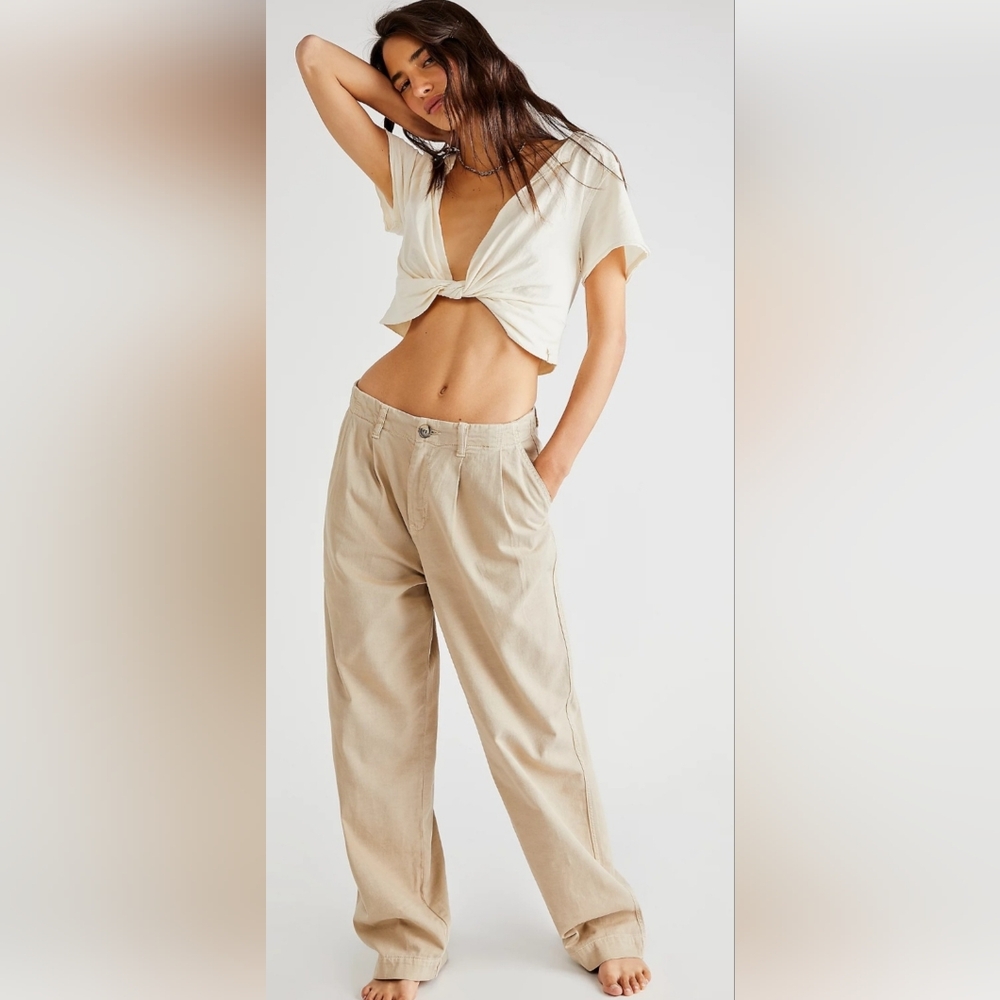 Free People Tan Relaxed Trousers